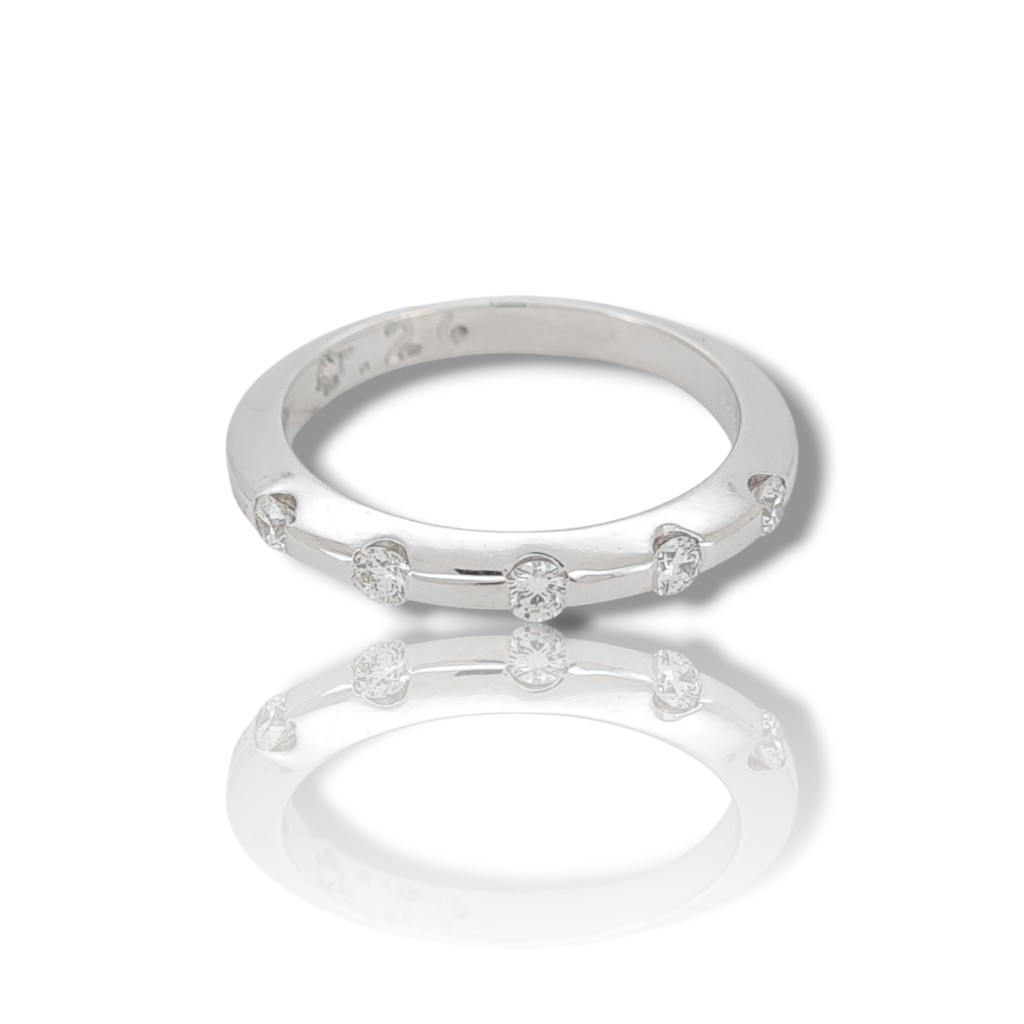 White gold eternity ring k18 with 5 flush diamonds (code P1997)